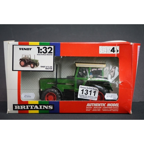 1311 - Four Boxed diecast 1/32 scale model tractors, some incorrect boxes, to include 2 x Britains (Fendt 6... 