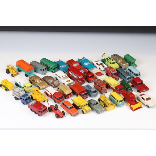 1387 - 40 Mid 20th C onwards play worn diecast models to include Matchbox, Budgie and Charbens featuring ro... 