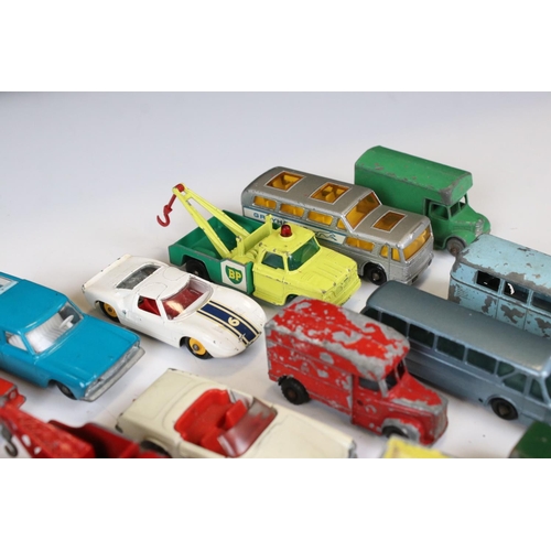 1387 - 40 Mid 20th C onwards play worn diecast models to include Matchbox, Budgie and Charbens featuring ro... 