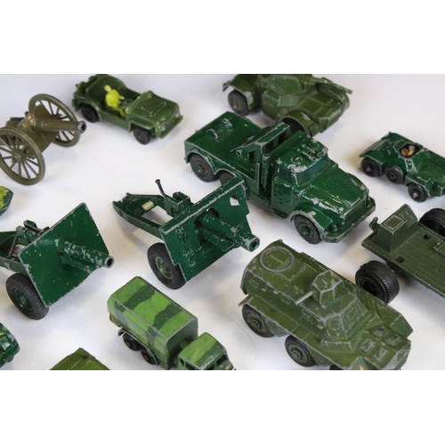 1392 - Around 45 mid 20th C onwards play worn diecast military models to include Dinky, Lone Star, Britains... 