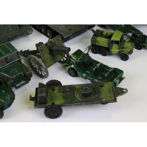 1392 - Around 45 mid 20th C onwards play worn diecast military models to include Dinky, Lone Star, Britains... 