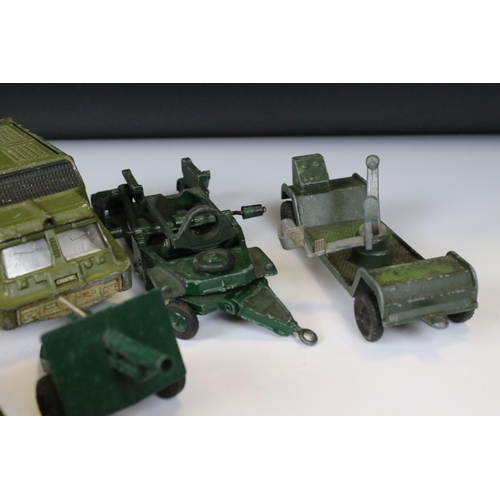 1392 - Around 45 mid 20th C onwards play worn diecast military models to include Dinky, Lone Star, Britains... 