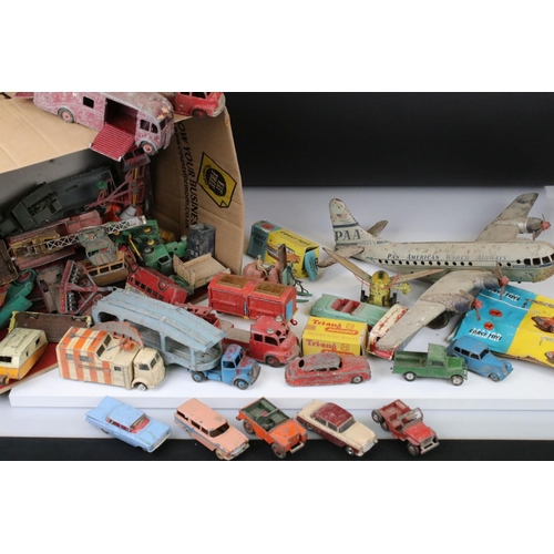 1394 - Collection of heavily play worn mid 20th C Dinky & Corgi diecast models to include commercials, road... 