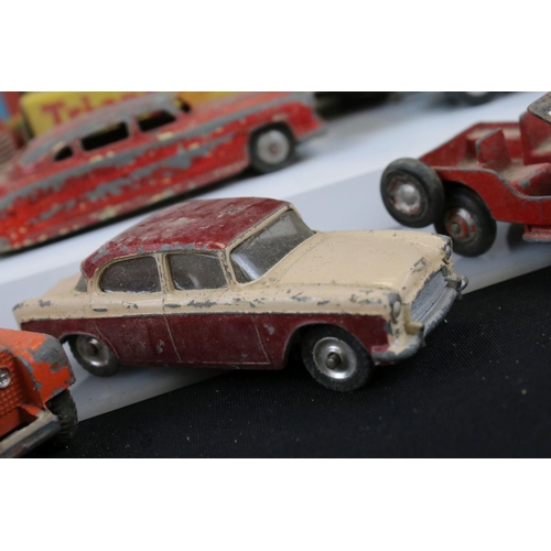 1394 - Collection of heavily play worn mid 20th C Dinky & Corgi diecast models to include commercials, road... 