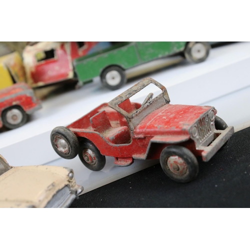 1394 - Collection of heavily play worn mid 20th C Dinky & Corgi diecast models to include commercials, road... 