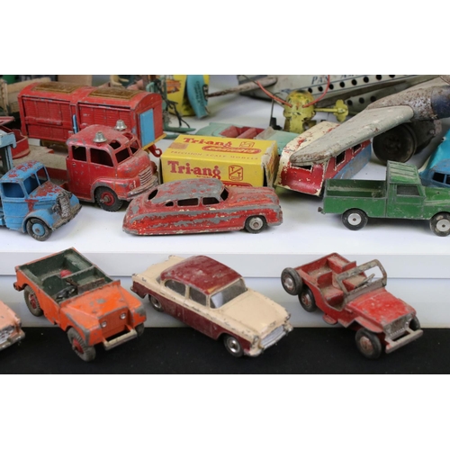 1394 - Collection of heavily play worn mid 20th C Dinky & Corgi diecast models to include commercials, road... 