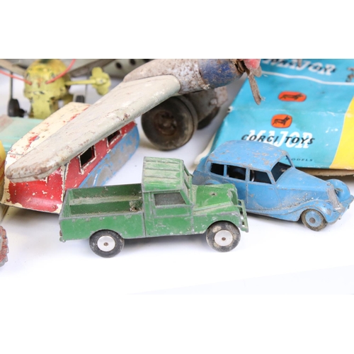 1394 - Collection of heavily play worn mid 20th C Dinky & Corgi diecast models to include commercials, road... 