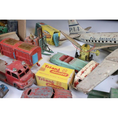 1394 - Collection of heavily play worn mid 20th C Dinky & Corgi diecast models to include commercials, road... 