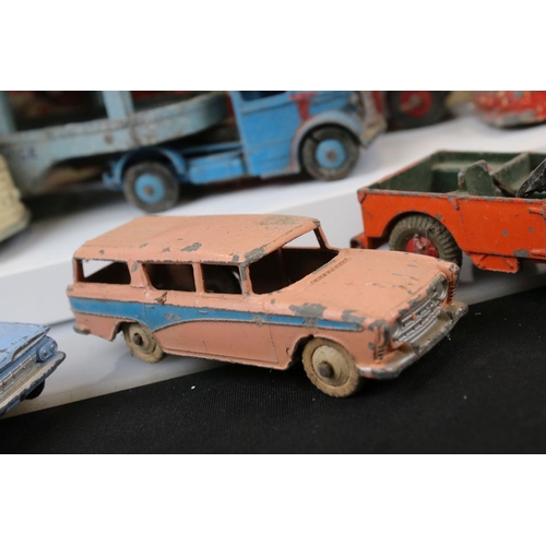 1394 - Collection of heavily play worn mid 20th C Dinky & Corgi diecast models to include commercials, road... 