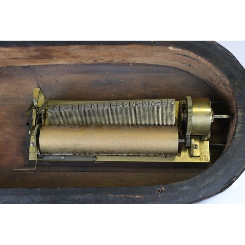 134 - Very Early Segmented Comb Musical Clockbase Box mechanism, number 1193, 16cm cylinder, with key