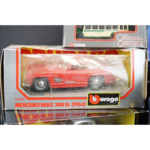 1244 - Collection of boxed & unboxed diecast models to include 2 x boxed Burago, 2 xcased Corgi Original Om... 