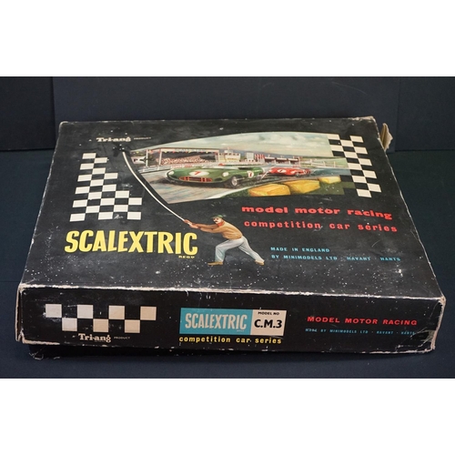 1301 - Boxed Triang Scalextric CM3 set containing 1 x slot car (Lister Jaguar in green), track, 3 x control... 