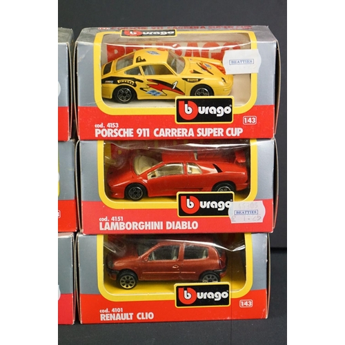 1304 - 11 Boxed Burago 1/43 diecast models to include 4178, 4149, 4175, 4151, 4155, 4192, 4185, 4197, 4136,... 