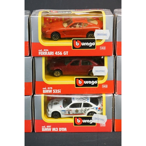 1304 - 11 Boxed Burago 1/43 diecast models to include 4178, 4149, 4175, 4151, 4155, 4192, 4185, 4197, 4136,... 