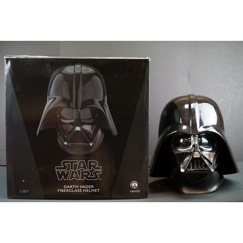 1660 - Star Wars - Anovos Darth Vader full scale replica fiberglass helmet in shop box, helmet has damage t... 