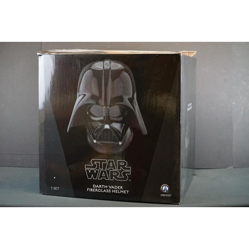 1660 - Star Wars - Anovos Darth Vader full scale replica fiberglass helmet in shop box, helmet has damage t... 