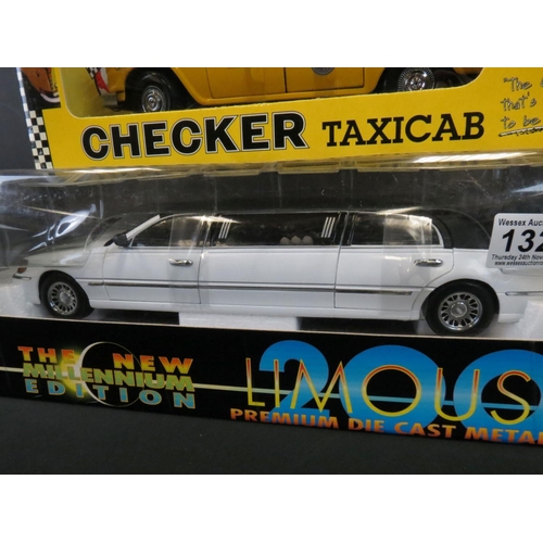 1322 - Two boxed Sun Star 1/18 diecast models to include 2501 Checker Taxicab and The New Millennium Editio... 