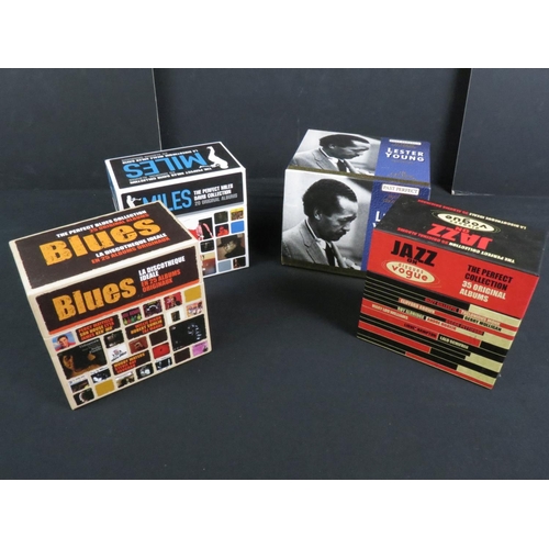 386 - CDs - Four box sets to include 2 x La Discotheque (Miles 20 CDs & Blues 25 CDs), Jazz On Disques Vpg... 