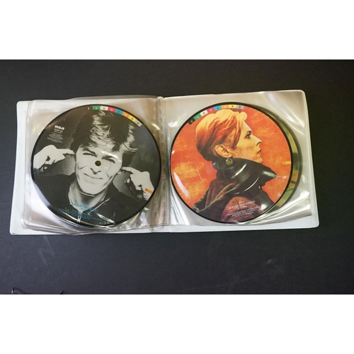 393 - Vinyl - David Bowie Fashions Picture disc set BOW100 (vinyl vg+, some storage squash to folder) plus... 