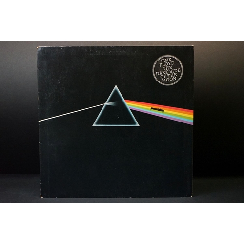 174 - Vinyl - 2 Pink Floyd LPs to include Dark Side Of The Moon (SHVL 804) right side opener, 1 poster, st... 