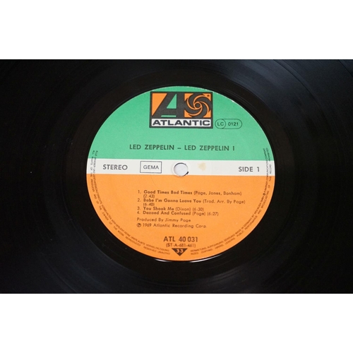 187 - Vinyl - 8 Led Zeppelin LPs to include One (ATL 40031) German press, Two (K40037) green & orange labe... 