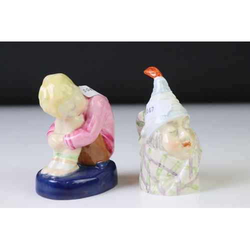 32 - Royal Worcester 'Sleepy Boy' porcelain figure by Margaret Cane, no. 2918, approx 8cm high, together ... 
