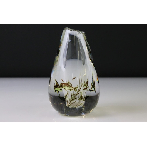34 - Orrefors clear glass vase by Edvard Hald with fish swimming amongst weed, signed and numbered 545M, ... 