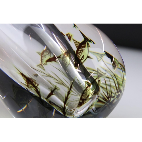34 - Orrefors clear glass vase by Edvard Hald with fish swimming amongst weed, signed and numbered 545M, ... 