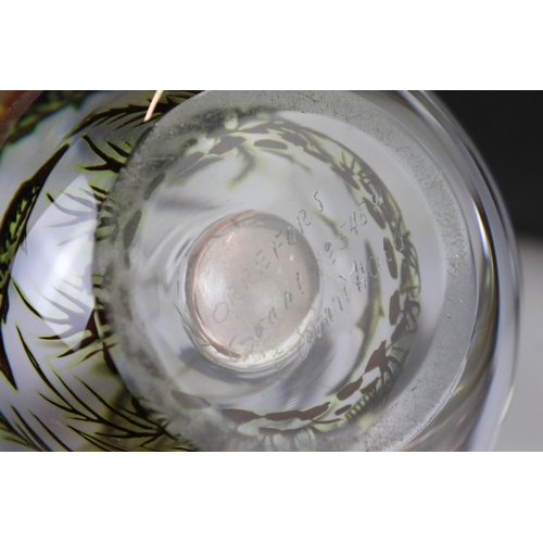 34 - Orrefors clear glass vase by Edvard Hald with fish swimming amongst weed, signed and numbered 545M, ... 