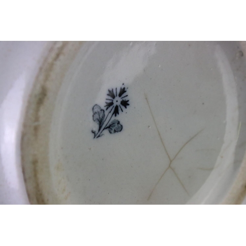 36 - 19th Century ceramic cider jug with transfer printed and hand-coloured decoration to include farming... 