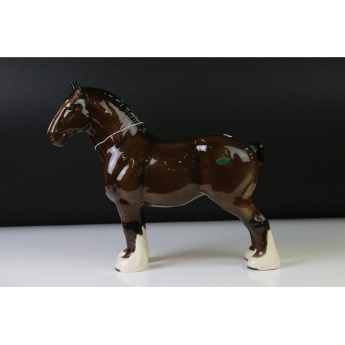 41 - Beswick brown gloss shire horse with original paper label, 26.5cm high, together with a Beswick Cham... 