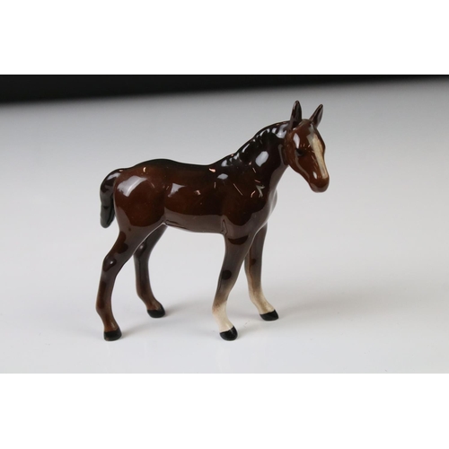 41 - Beswick brown gloss shire horse with original paper label, 26.5cm high, together with a Beswick Cham... 