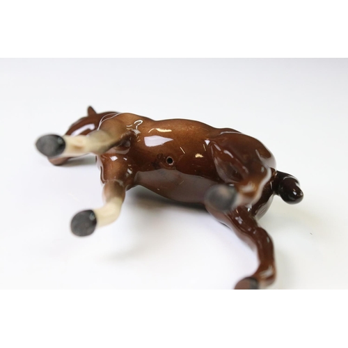 41 - Beswick brown gloss shire horse with original paper label, 26.5cm high, together with a Beswick Cham... 