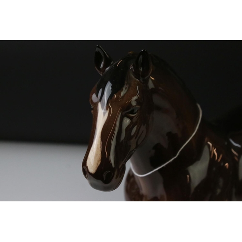 41 - Beswick brown gloss shire horse with original paper label, 26.5cm high, together with a Beswick Cham... 