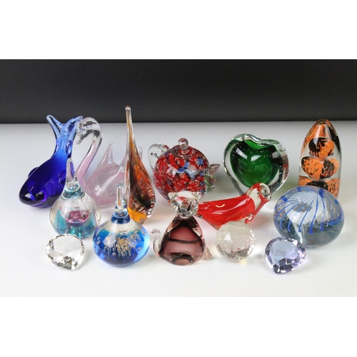 50 - Collection of glass paperweights, to include animals, tea pot etc
