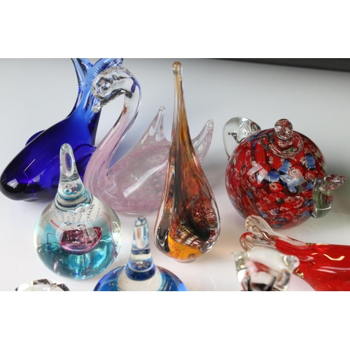 50 - Collection of glass paperweights, to include animals, tea pot etc