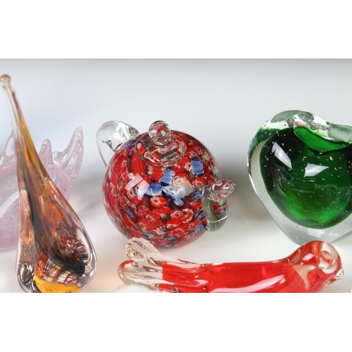 50 - Collection of glass paperweights, to include animals, tea pot etc