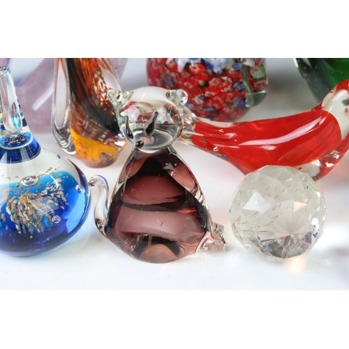 50 - Collection of glass paperweights, to include animals, tea pot etc