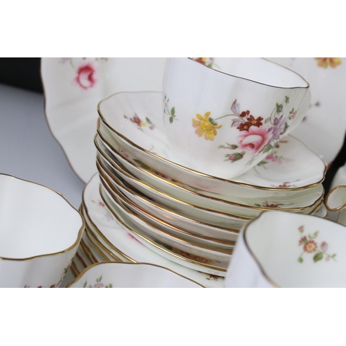 57 - Royal Crown Derby ' Derby Posies ' pattern tea set to include a teapot & cover, 8 teacups, 7 saucers... 