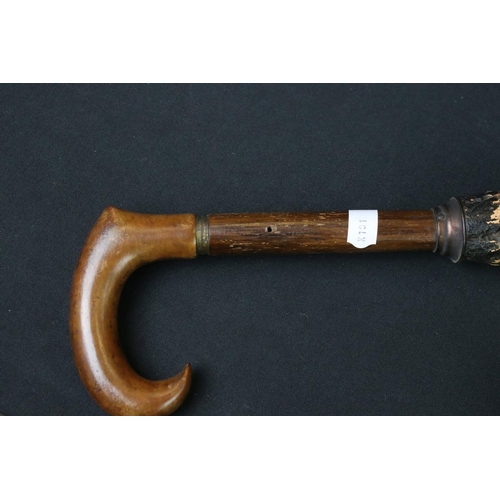 123 - Early-to-mid 20th century ebony shafted walking stick, with silver hallmarked terminal with engraved... 
