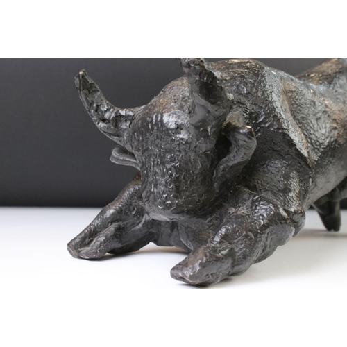 133 - Bronze model of a bull by Rhona Stern, South African (1914-1998), height approx. 20cm, purchased at ... 