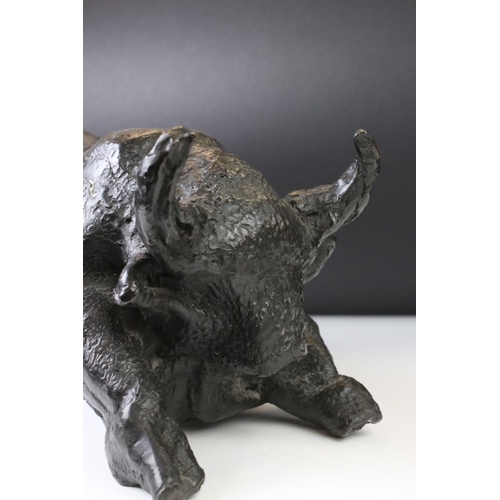 133 - Bronze model of a bull by Rhona Stern, South African (1914-1998), height approx. 20cm, purchased at ... 
