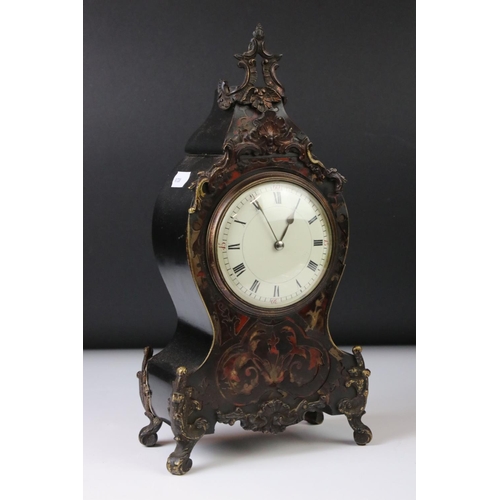 137 - 19th Century French Boulle style Mantle Clock with faux tortoiseshell inlay, gilt metal scrolling mo... 