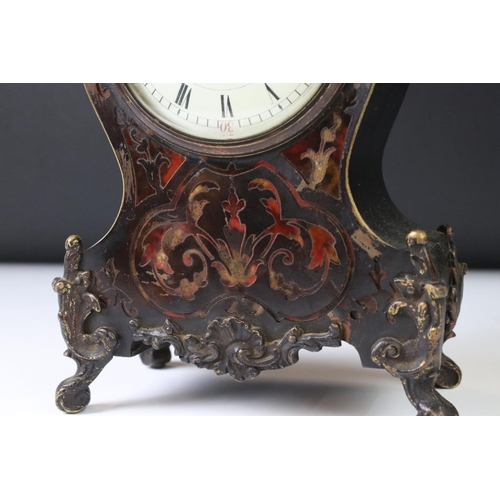 137 - 19th Century French Boulle style Mantle Clock with faux tortoiseshell inlay, gilt metal scrolling mo... 