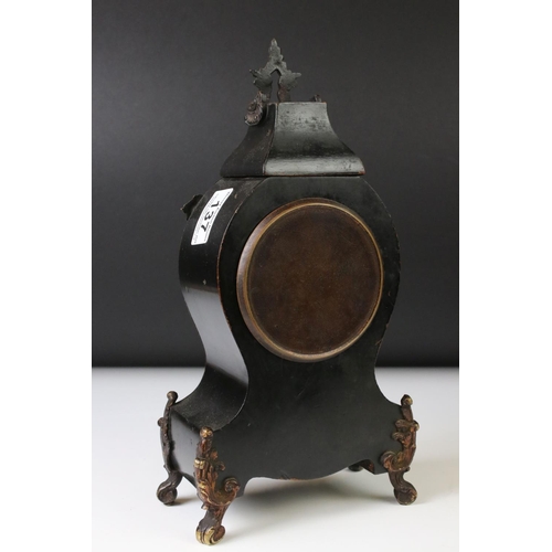 137 - 19th Century French Boulle style Mantle Clock with faux tortoiseshell inlay, gilt metal scrolling mo... 
