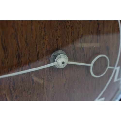139 - Art Deco style Smiths oak and Bakelite mantle clock of arched form, with cream Arabic numerals, conv... 