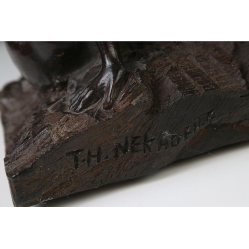 140 - Hendrik Nekhofhe ( South African ) wooden sculpture, approx. 17 x 25 x 21cm. Ex: Everard Read Galler... 