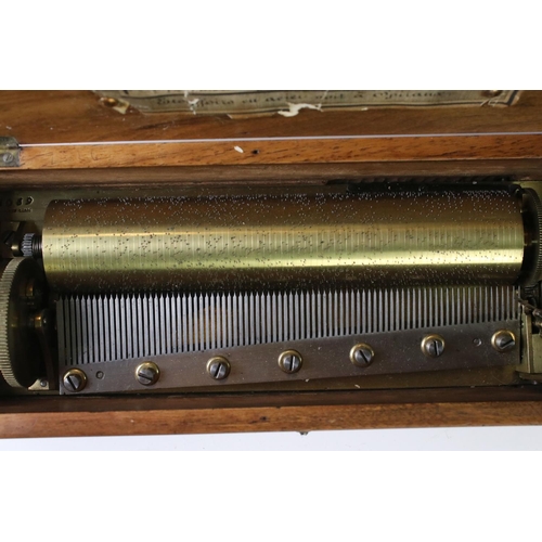 142 - Mid 19th century Swiss cylinder music box by Ducommun Girod, the comb with full teeth, stamped '1106... 