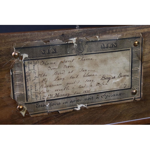 142 - Mid 19th century Swiss cylinder music box by Ducommun Girod, the comb with full teeth, stamped '1106... 