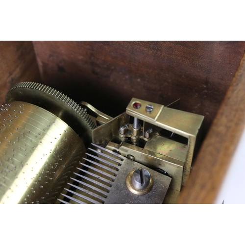 142 - Mid 19th century Swiss cylinder music box by Ducommun Girod, the comb with full teeth, stamped '1106... 